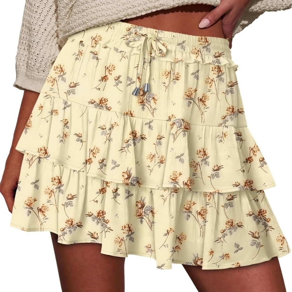 Floral Tiered Mini Skirt